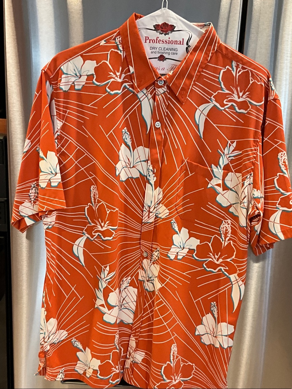 Tori Richard Orange Floral Short-Sleeve Button-Down Shirt